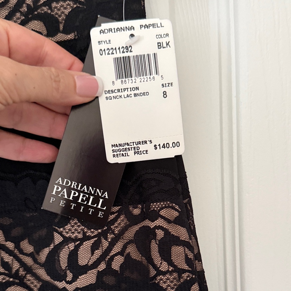 NWT! Adrianna Papell Black Lace Bonded Slip Dress